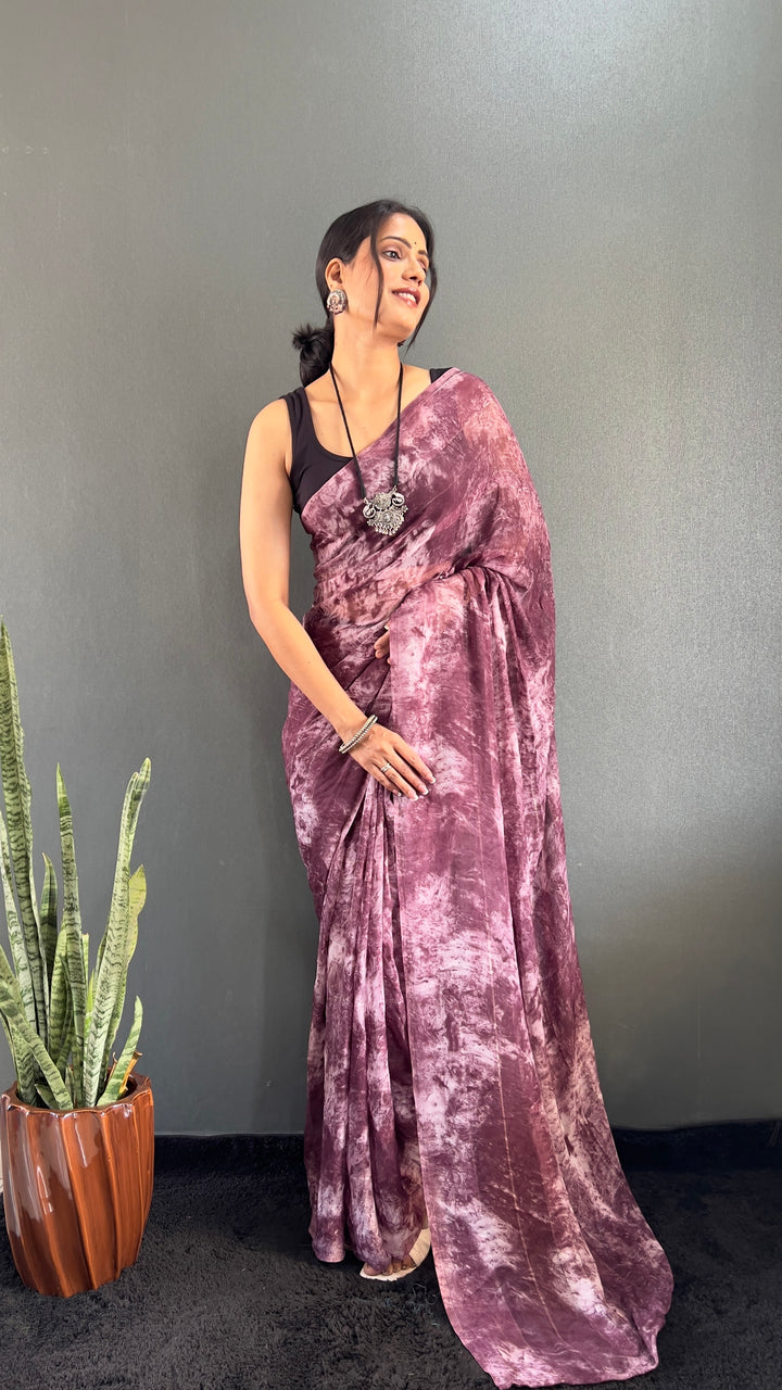 Dark Brown Color Rangoli Silk Saree With Beautiful Blouse