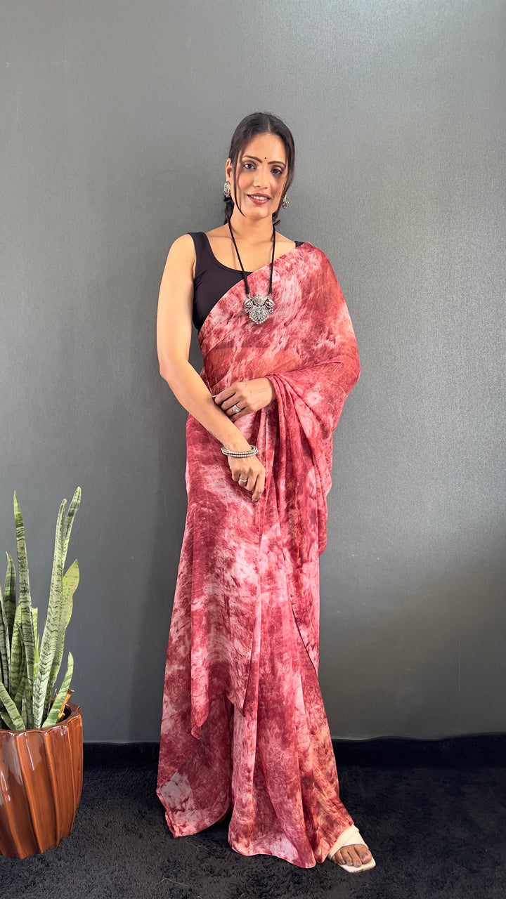Red Color Rangoli Silk Saree With Beautiful Blouse