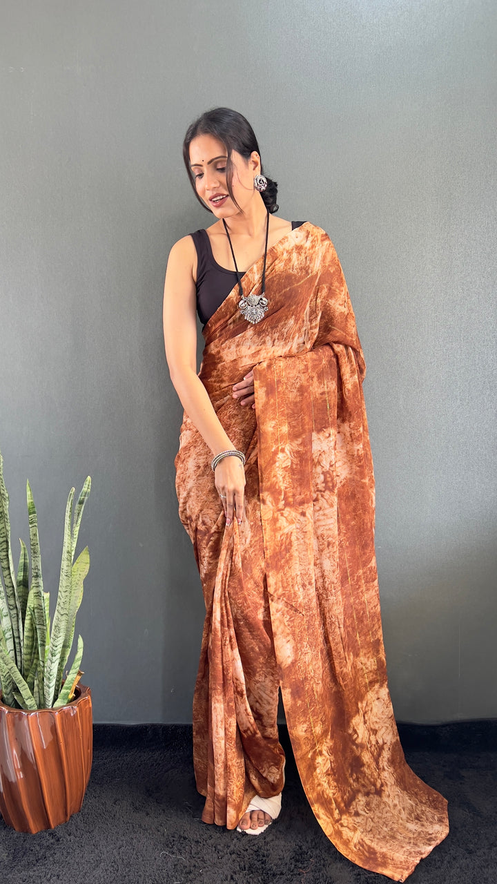 Brown Color Rangoli Silk Saree With Beautiful Blouse