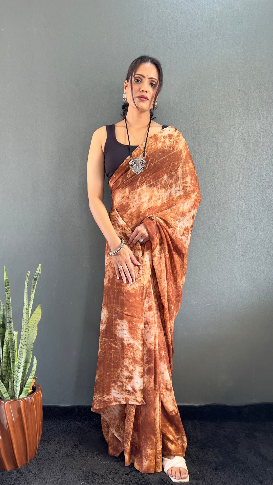 Brown Color Rangoli Silk Saree With Beautiful Blouse