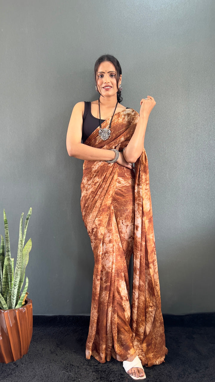 Brown Color Rangoli Silk Saree With Beautiful Blouse