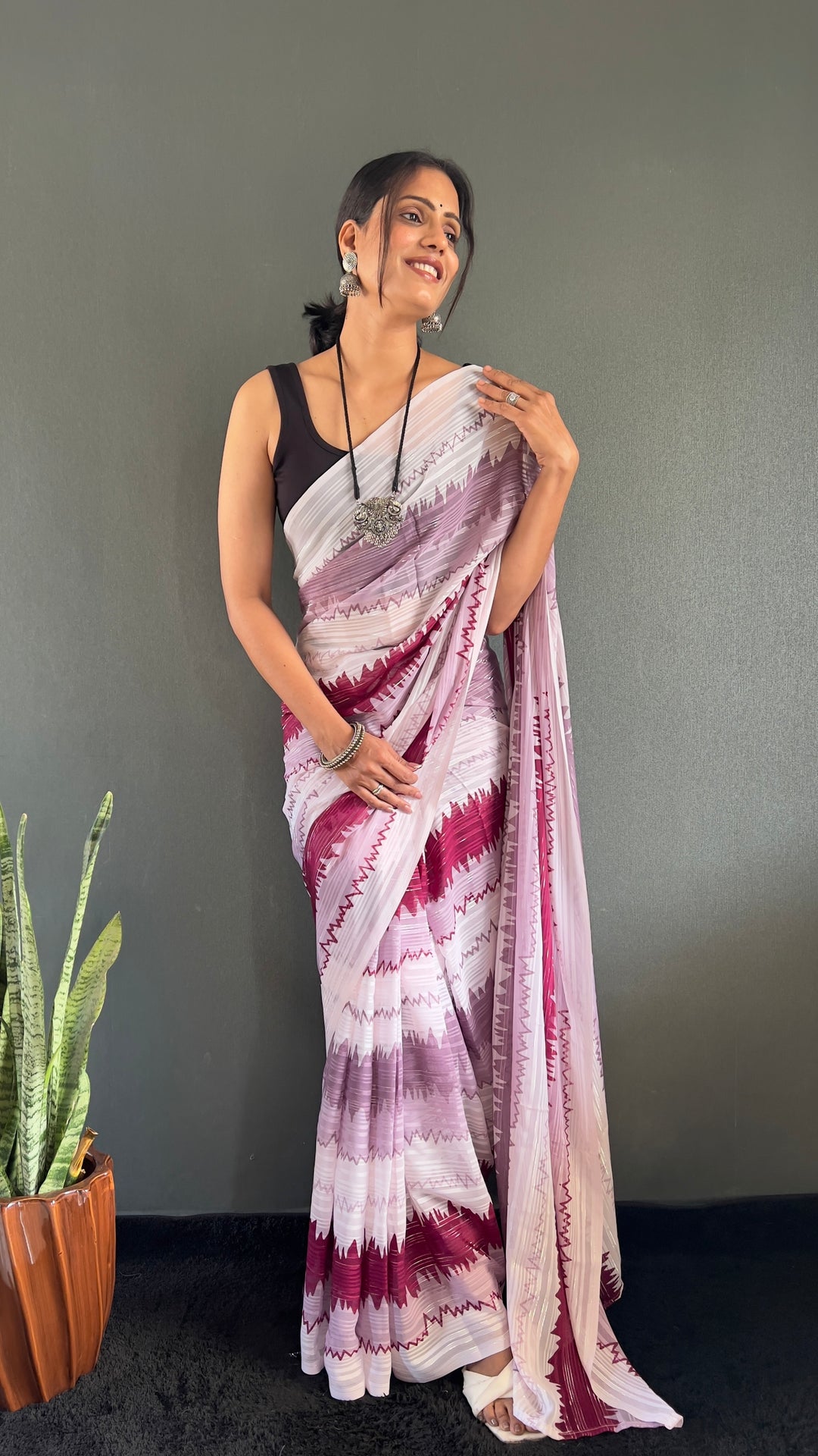 White-Maroon Color Naylone Saree With Beautiful Blouse