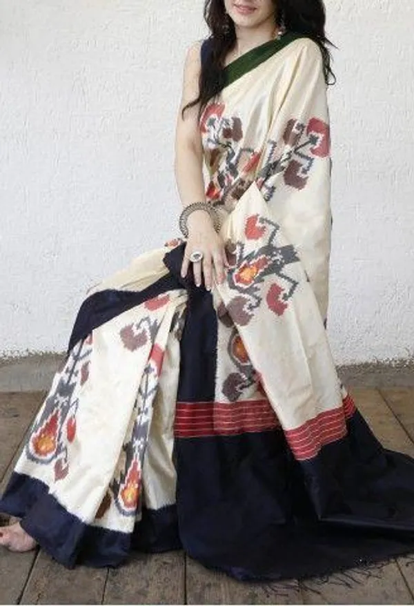 Off-White Color Cotton Linen Saree With Unstitched Blouse Piece