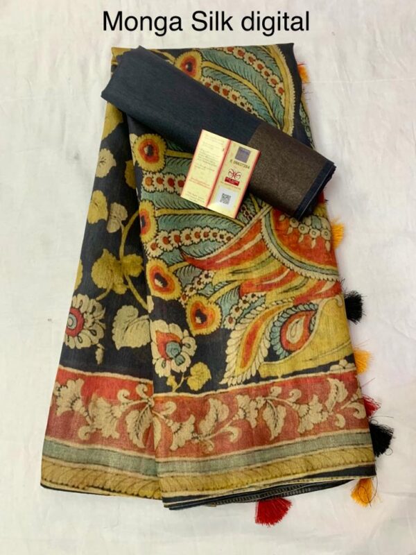 Black Color Cotton Linen Saree With Unstitched Blouse Piece
