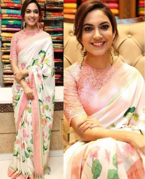 Multi Color Cotton Linen Saree With Unstitched Blouse Piece