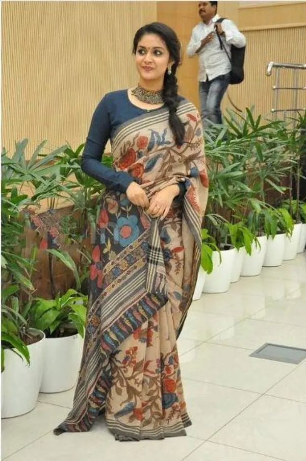 Multi Color Cotton Linen Saree With Unstitched Blouse Piece