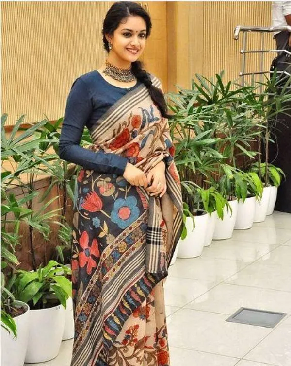 Multi Color Cotton Linen Saree With Unstitched Blouse Piece