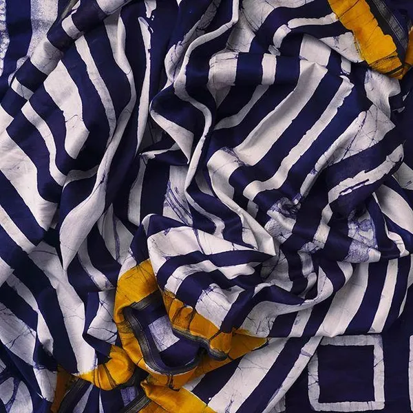 Blue Color Cotton Linen Saree With Unstitched Blouse Piece