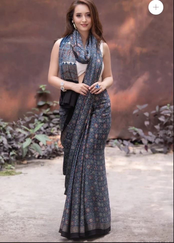 Gray Color Cotton Linen Saree With Unstitched Blouse Piece