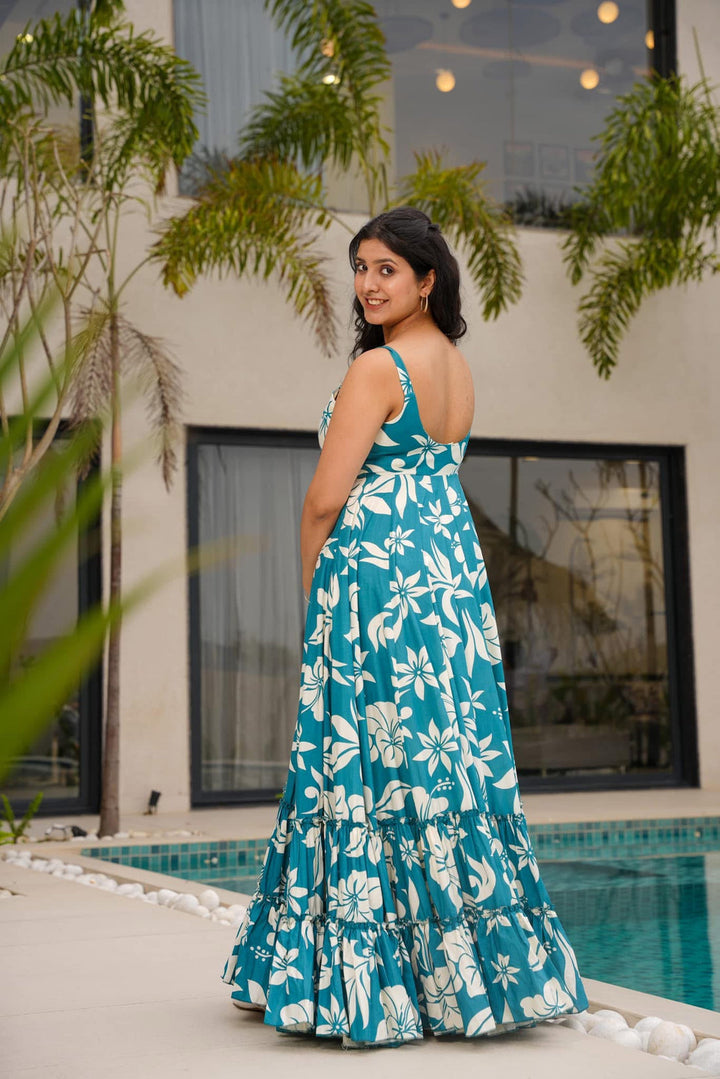 Sky Blue Color Poly Rayon Kurti With Pant And Heavy Embroidery Dupatta Set