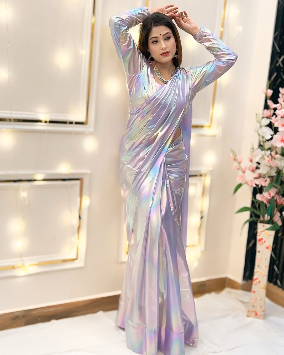 Premium Lilac unicorn Chromatic Designer Saree Purpul