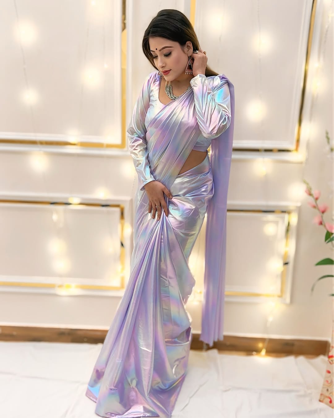 Premium Lilac unicorn Chromatic Designer Saree Purpul