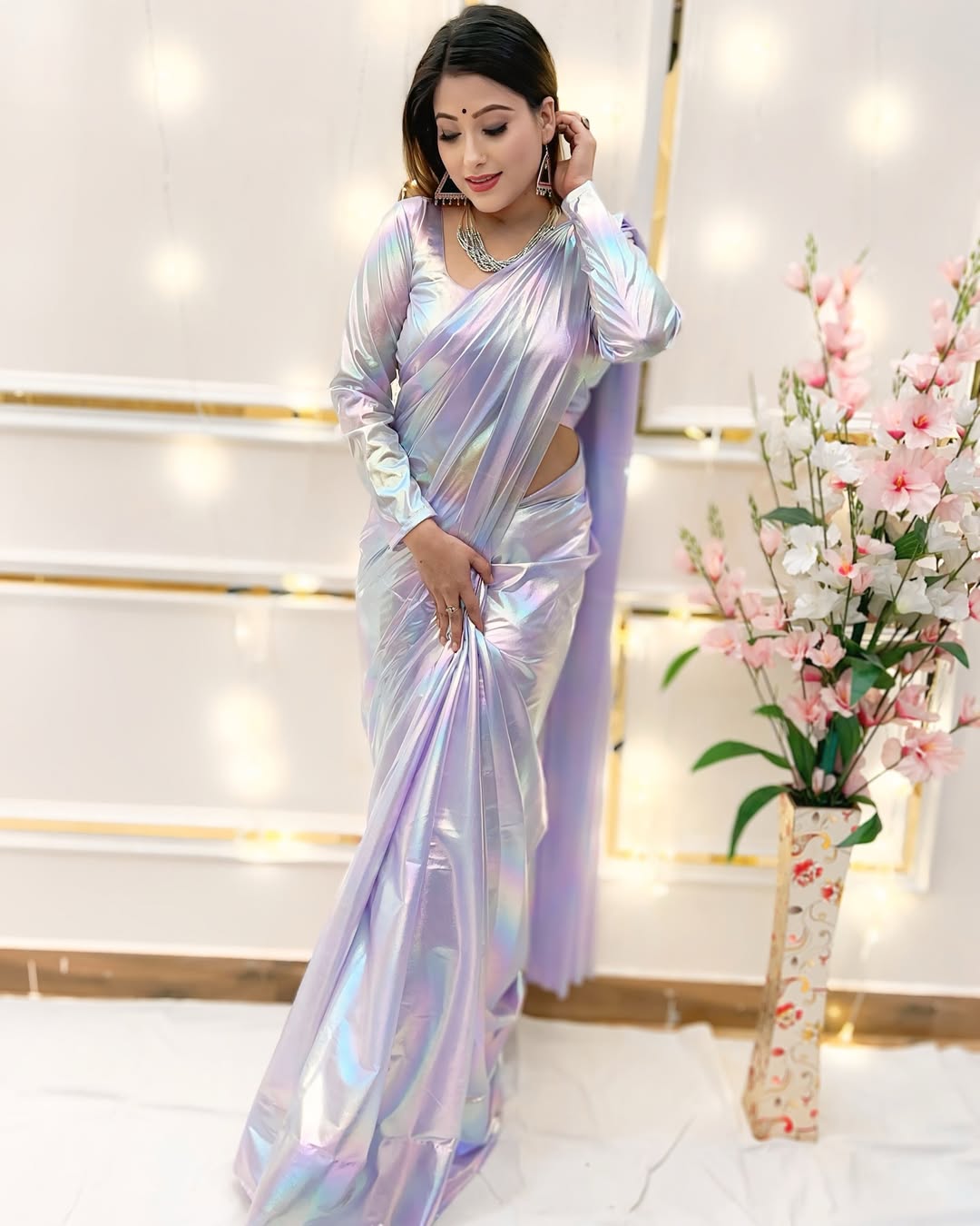 Premium Lilac unicorn Chromatic Designer Saree Purpul