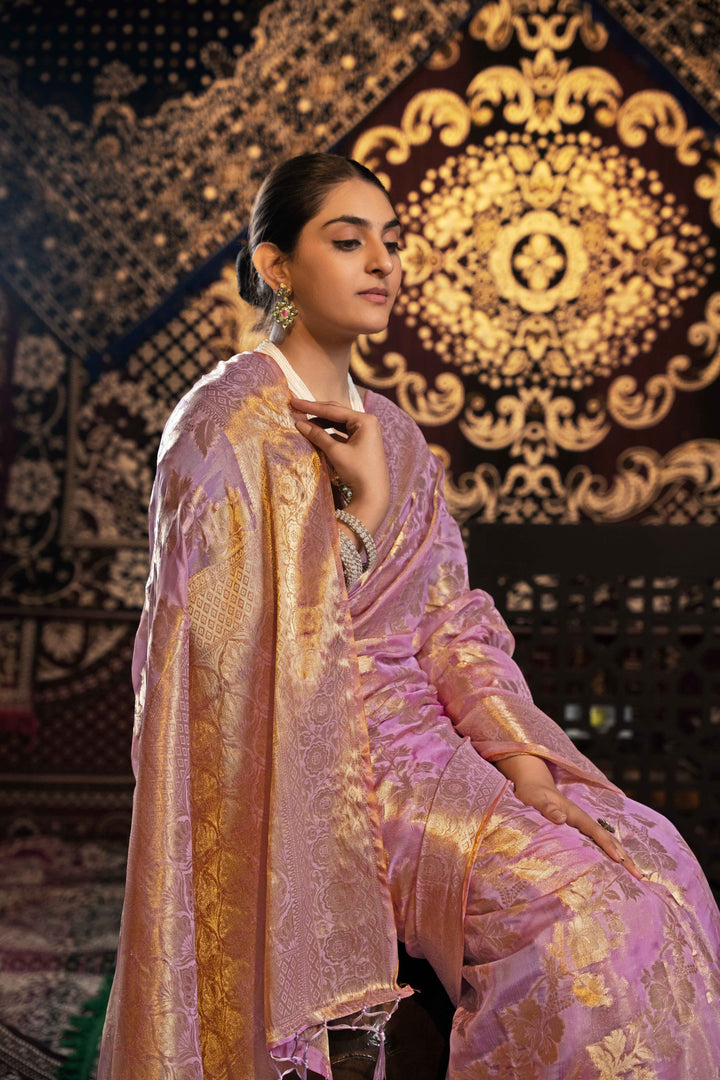 Pink Color Jimmi Choo Saree With Weaving Work Saree