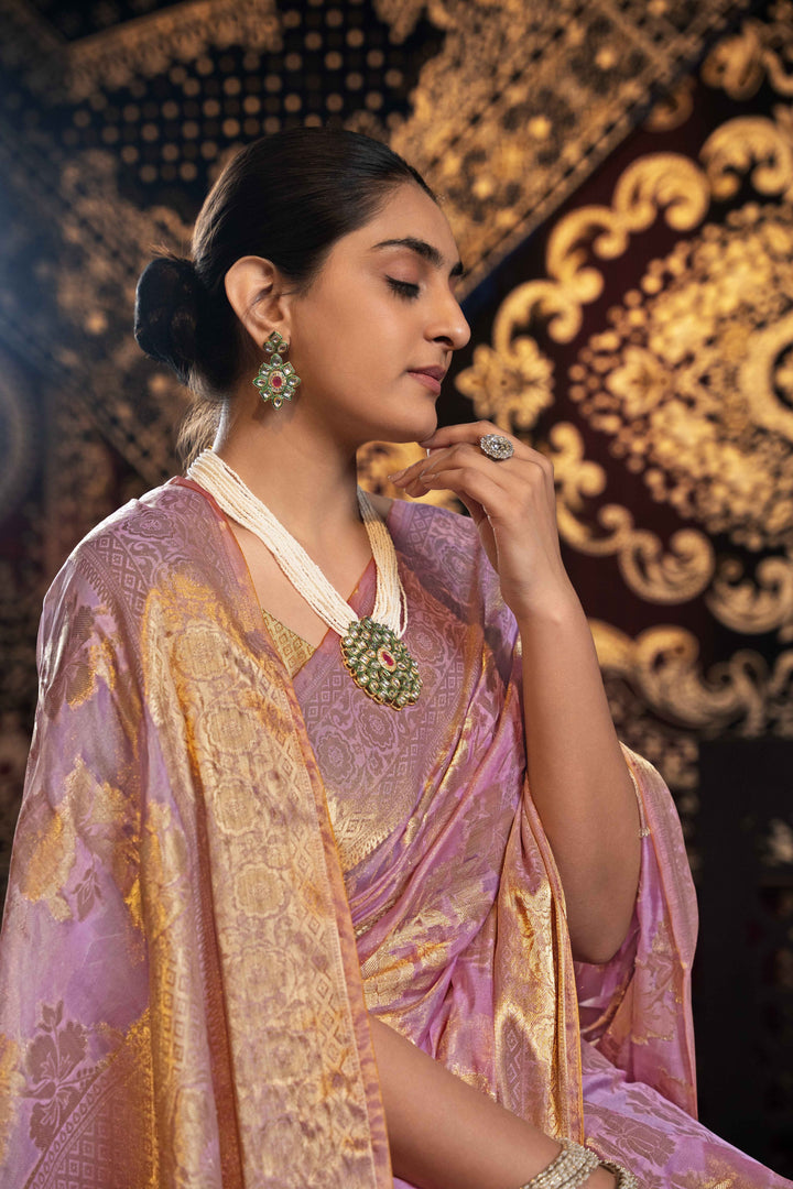Pink Color Jimmi Choo Saree With Weaving Work Saree
