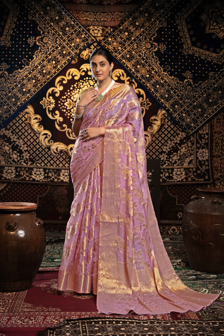 Pink Color Jimmi Choo Saree With Weaving Work Saree