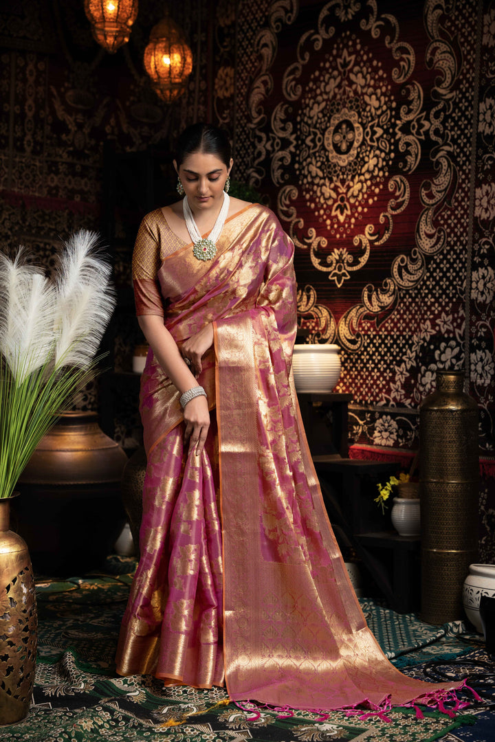 Purple Color Jimmi Choo Saree With Weaving Work Saree