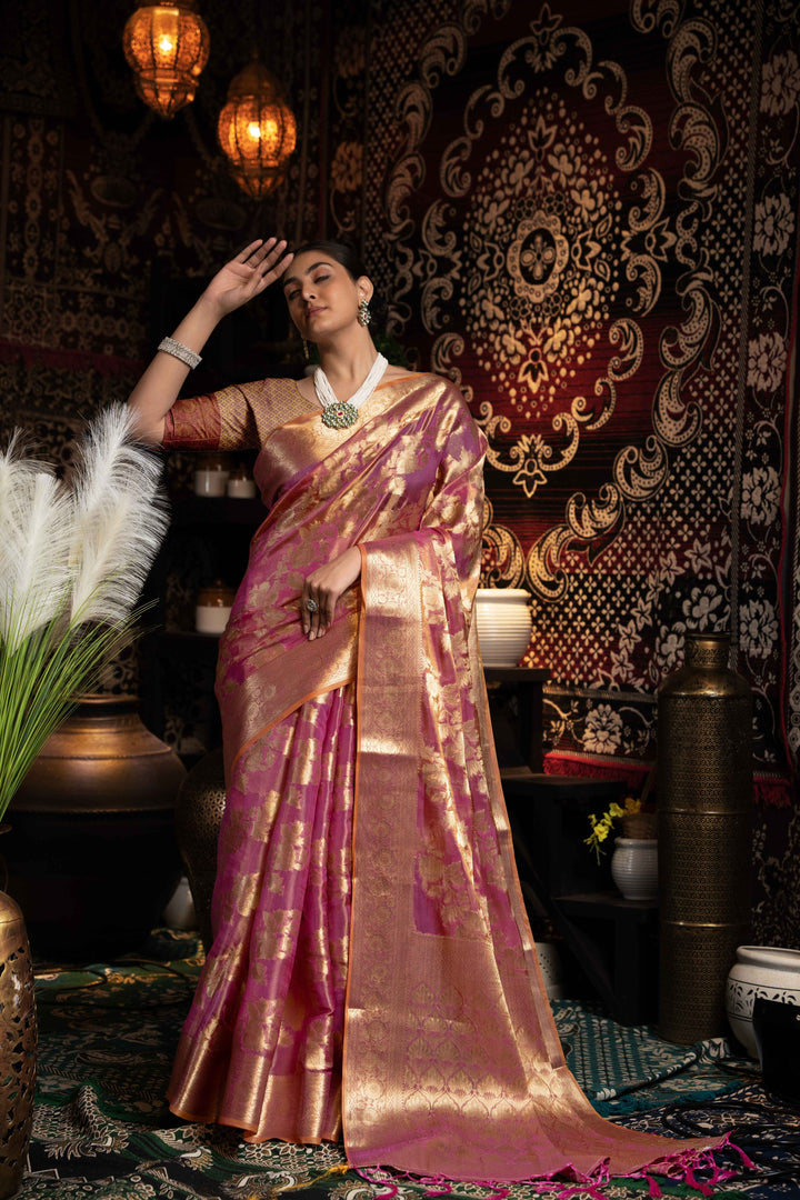 Purple Color Jimmi Choo Saree With Weaving Work Saree