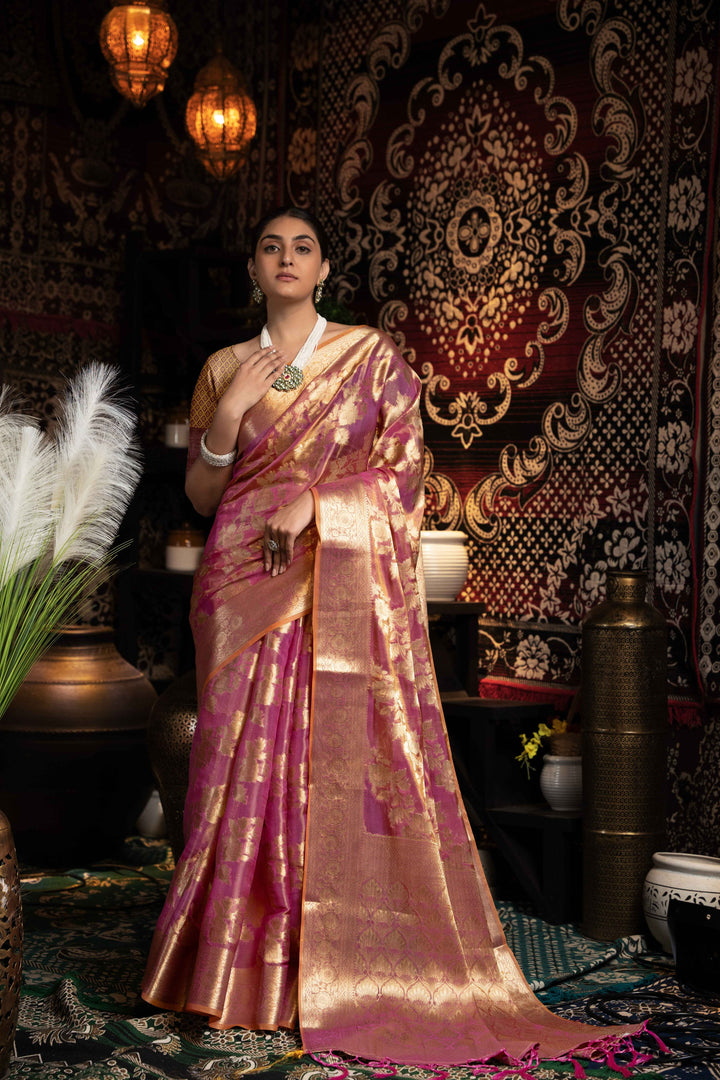 Purple Color Jimmi Choo Saree With Weaving Work Saree