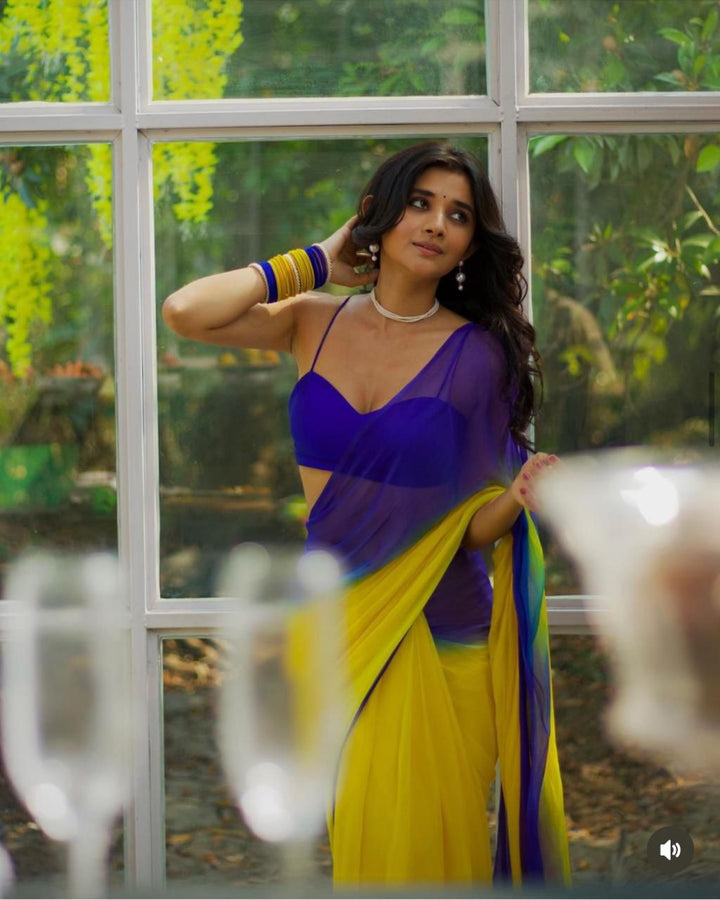 Yellow Color Smoth Georgette With Unstitched Blouse
