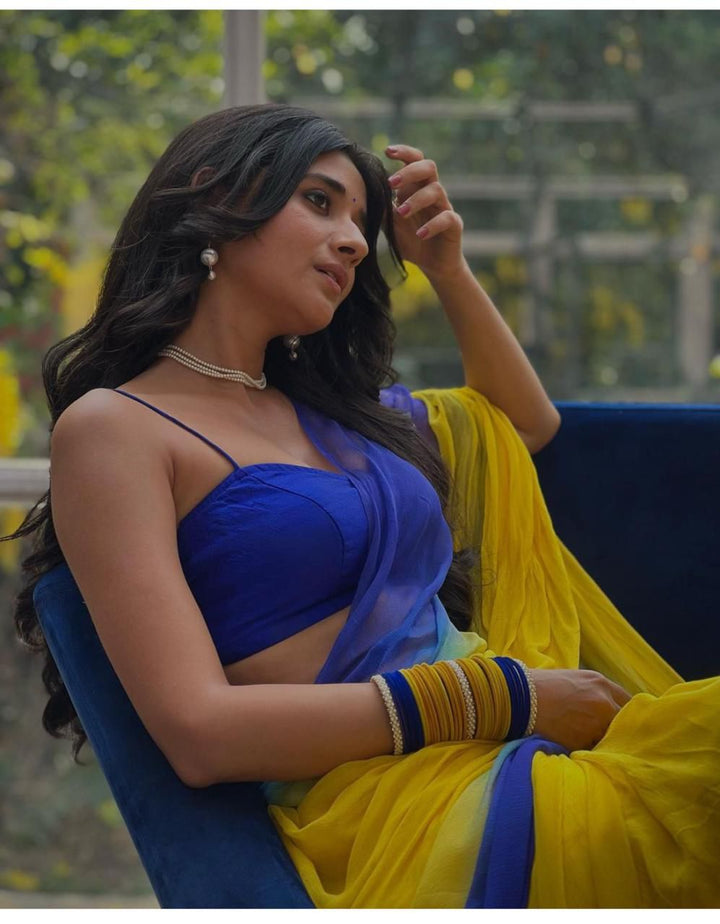 Yellow Color Smoth Georgette With Unstitched Blouse
