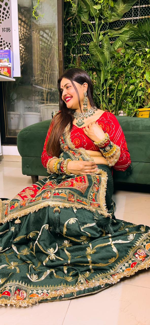 Green Colour Pure Jacquard Silk Occasion Special Saree