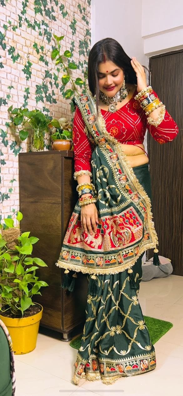 Green Colour Pure Jacquard Silk Occasion Special Saree