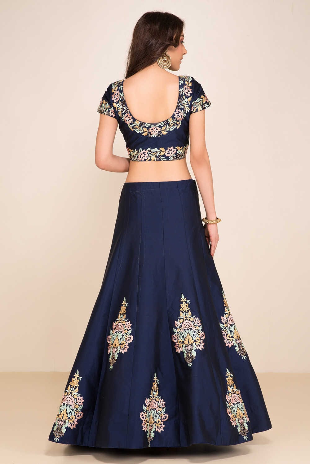 Navy Blue Color Tapeta Silk With Resham Embroidered work Lehenga Choli