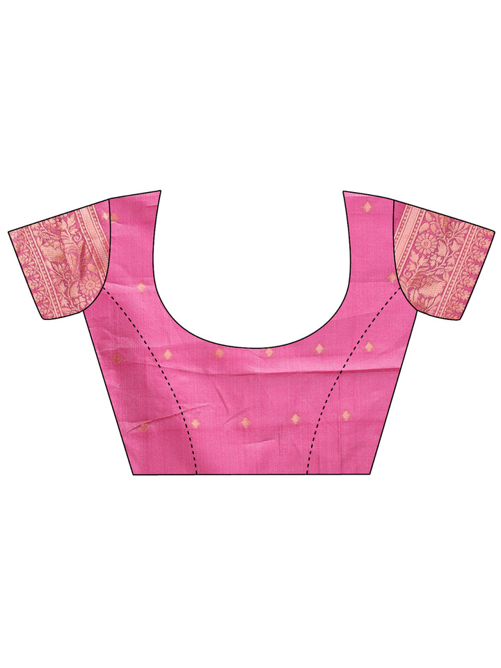 Pink Colour Linen Cotton Saree Printed Work With Blouse Piece