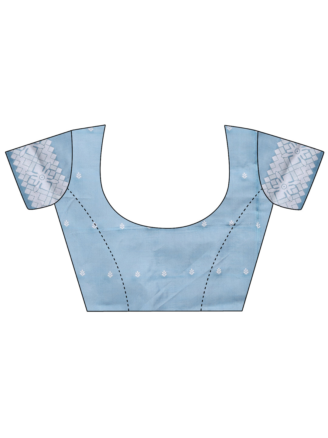 Sky Blue Colour Linen Cotton Printed Work Saree With Blouse Piece