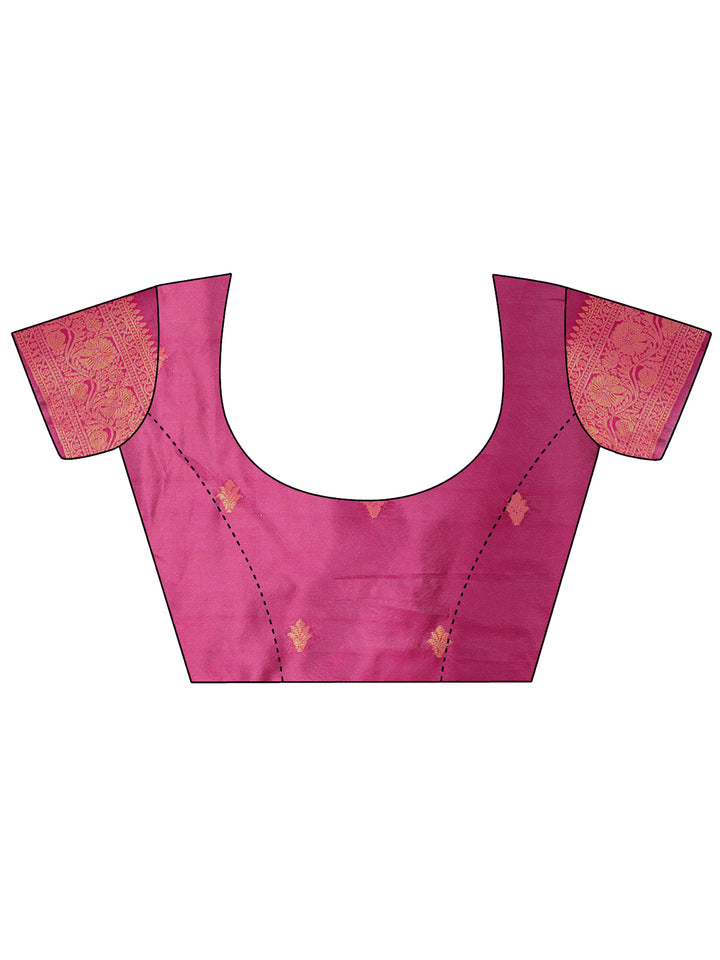 Pink Colour Lichi Silk Saree Weaving Work With Blouse Piece