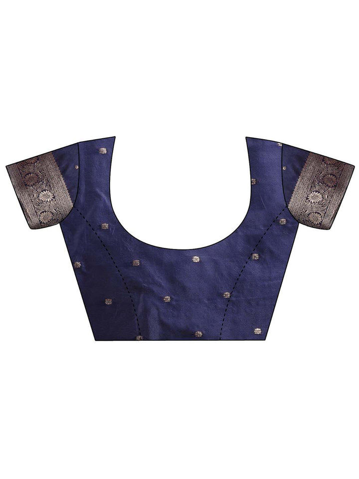 Navy Blue Colour Banarasi silk Weaving Work Saree With Blouse Piece