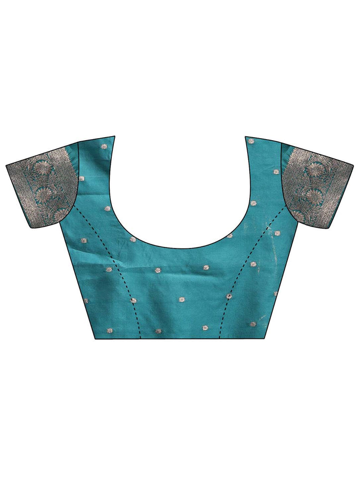 Sea Green Colour Banarasi silk Weaving Work Saree With Blouse Piece