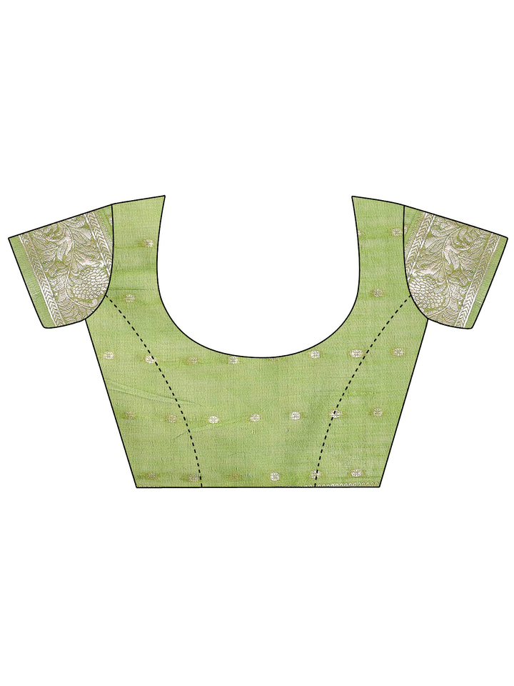 Light Green Colour Linen Cotton Saree Printed Work With Blouse Piece