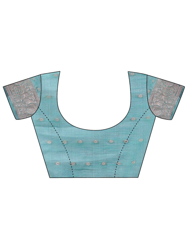 Sea Green Colour Linen Cotton Saree Printed Work With Blouse Piece