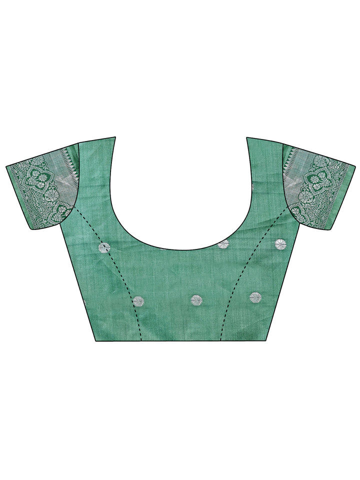 Light Green Colour Lichi Silk Saree Weaving work With Blouse Piece