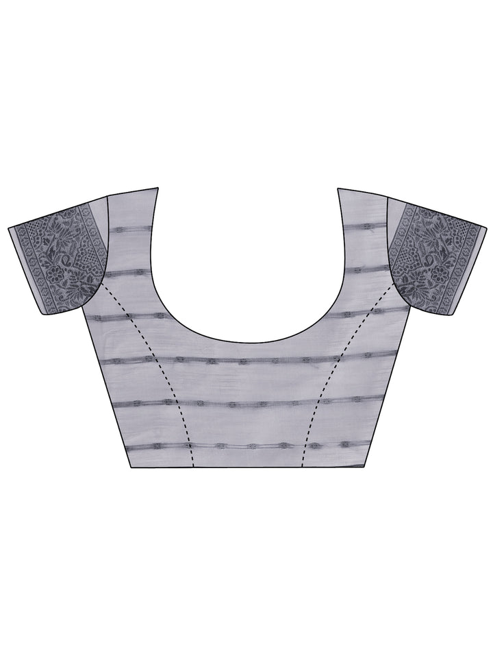 Gray Colour Cotton Printed Saree With Blouse Piece