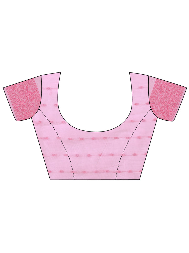 Pink Colour Cotton Printed Saree With Blouse Piece