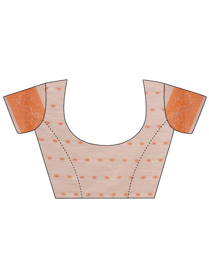 Orange Colour Cotton Printed Saree With Blouse Piece