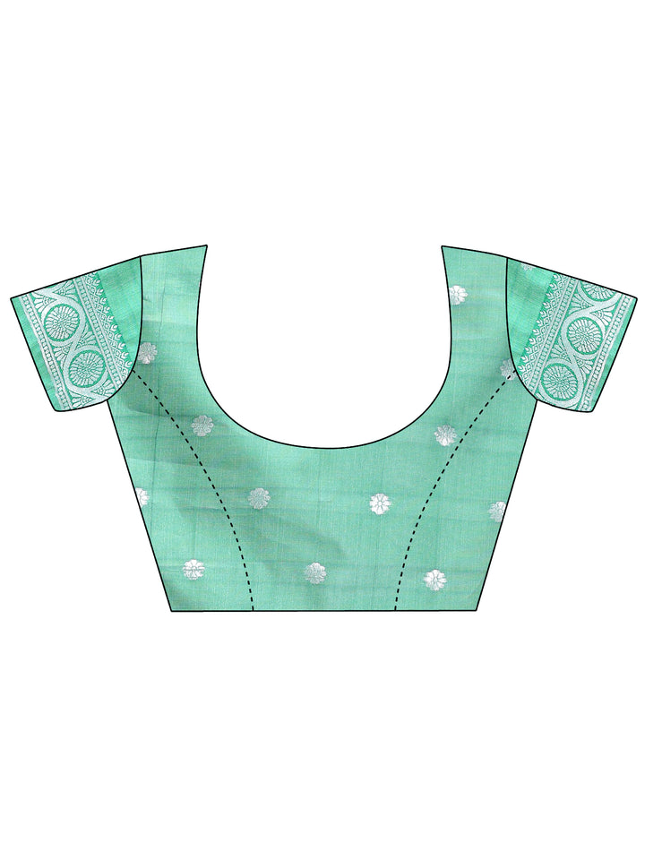 Light Green Colour Lichi Silk Saree Weaving Work With Blouse Piece