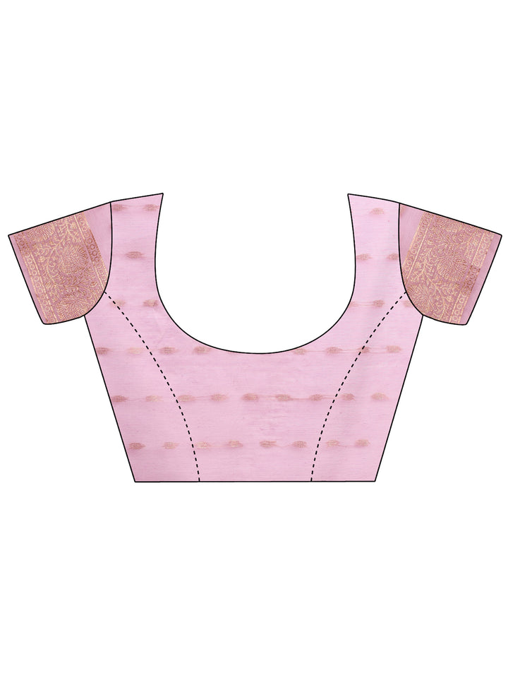 Light Pink Colour Cotton Printed Saree With Blouse Piece