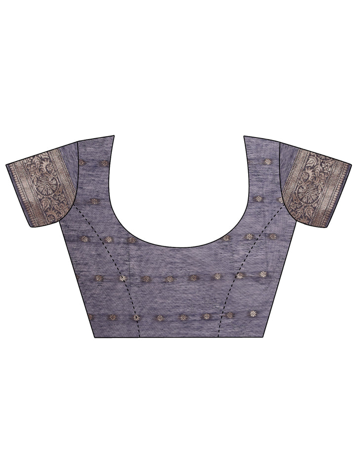 Navy Blue Colour Cotton Printed Saree With Blouse Piece