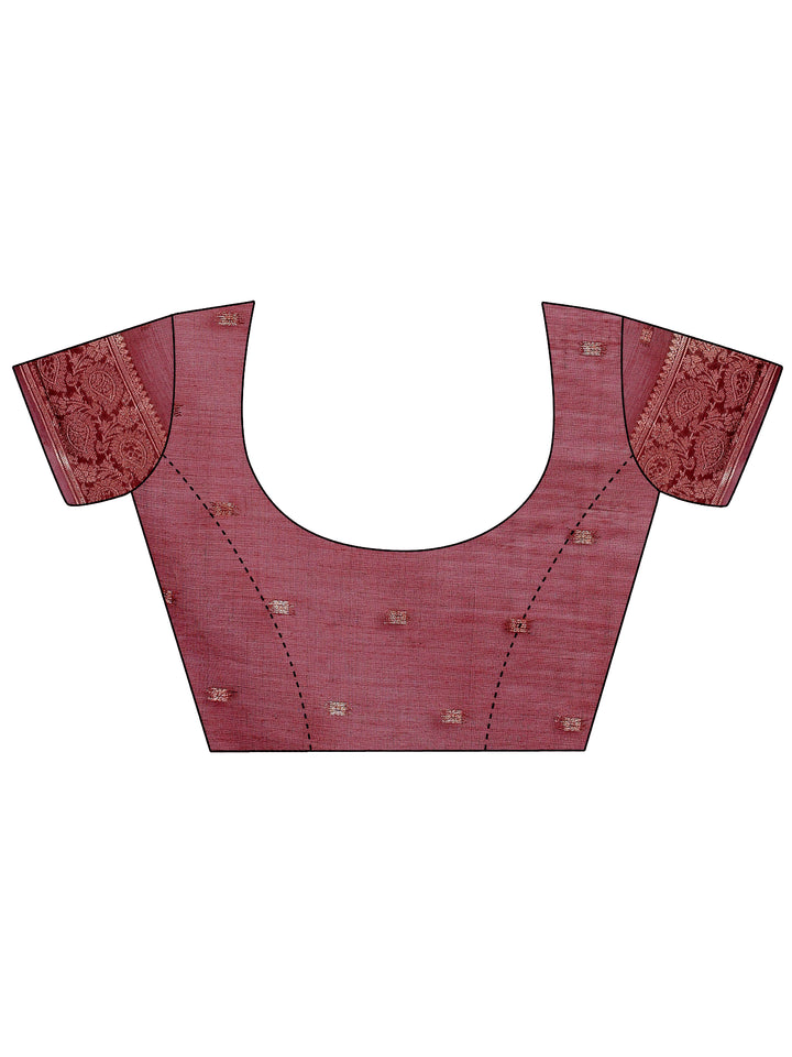 Maroon Colour Cotton Saree Printed Work With Blouse Piece