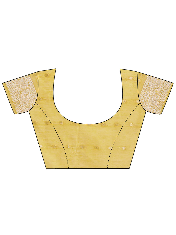Yellow Colour Cotton Saree Printed Work With Blouse Piece