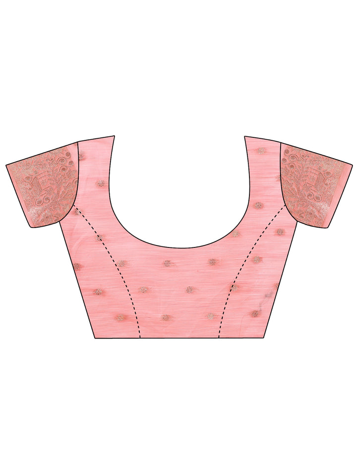 Pink Colour Linen Cotton Printed Saree With Blouse Piece