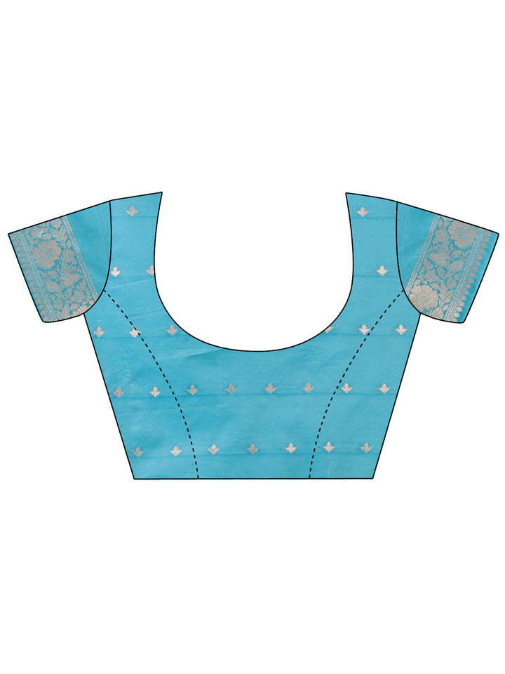 Teal Colour Linen Cotton Saree Printed work With Blouse Piece