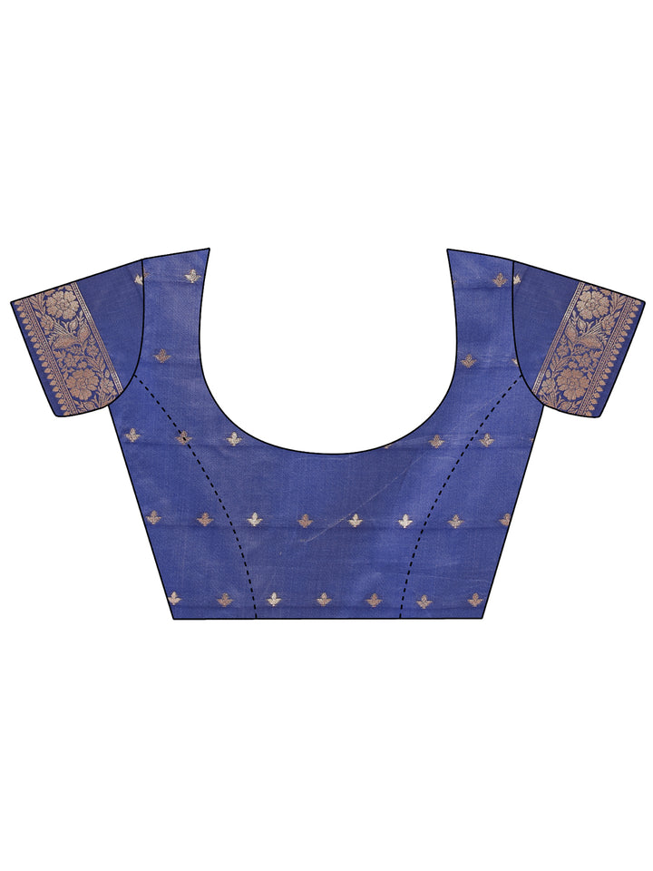 Blue Colour Linen Cotton Saree Printed work With Blouse Piece