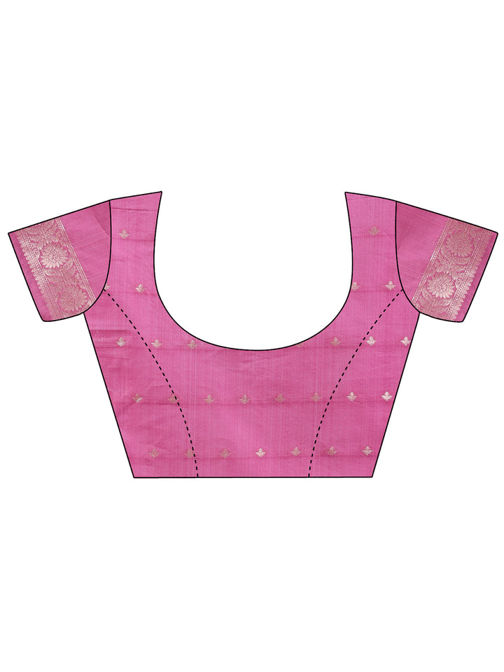 Pink Colour Linen Cotton Saree Printed Work With Blouse Piece