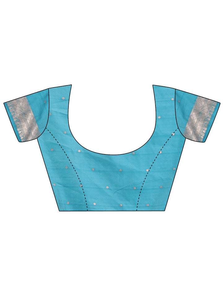 Sea Green Colour Linen Cotton Saree Printed Work With Blouse Piece