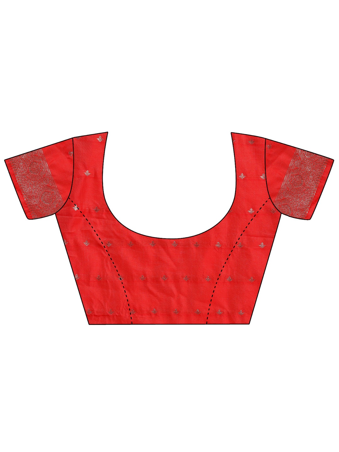 Red Colour Linen Cotton Saree Printed Work With Blouse Piece